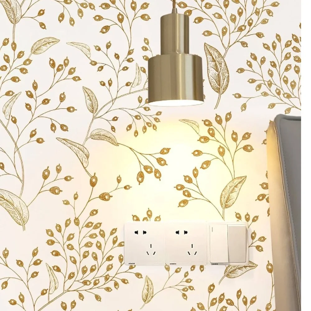 NEW- 2 White and Gold Peel and Stick Wallpaper Rolls